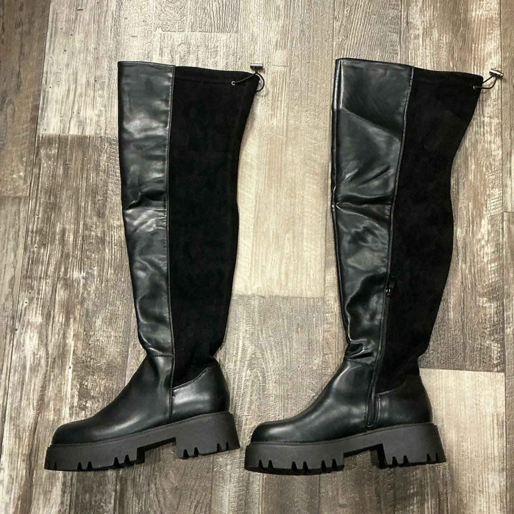 Dream Pairs Black Over-the-Knee Boots Size 10